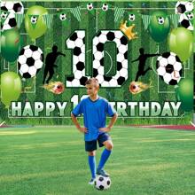 1pc Football Themed Birthday Party Backdrop Decorative Banner, Suitable For 6-11 Years Old Birthday Party, Photography Studio, Multipurpose Spring/Summer Banner Decor - No Electricity Needed, Home Decor, Party Decor, Birthday Cake Table, Poster Hanging Banner, Vinyl Decor, Photo Studio Props, 150cm/59in*100cm/39in - Multicolor - View 7