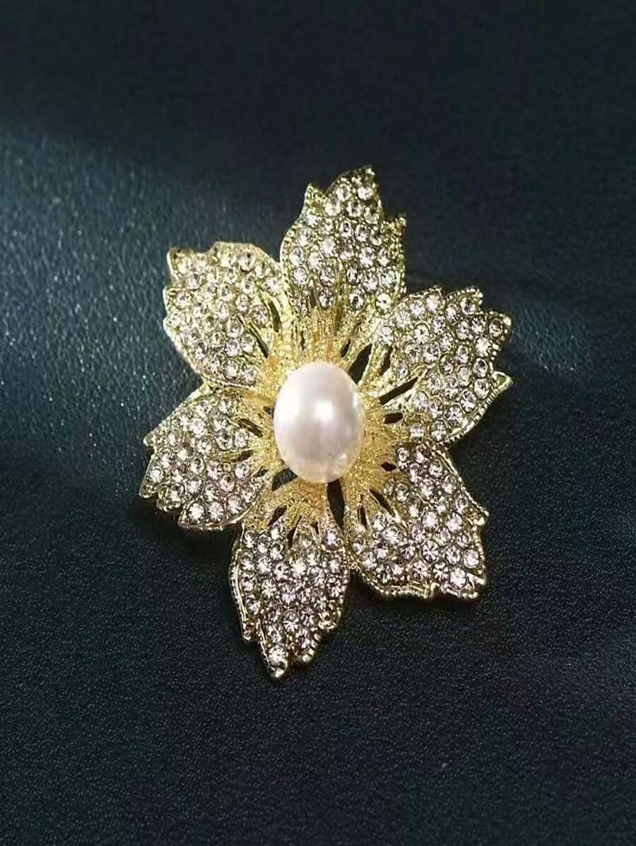 1 chiếc trâm cài áo bằng hợp kim kẽm họa tiết hình học dễ thương, phù hợp với mọi mùa - Vàng - Xem 1