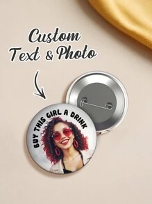 1pc Custom Photo Round Pin Badges, Personalized Pin Button Badge, Custom Text/ Logo/ Photo Button Pin Badge, Custom Brooch Pins, Personalized Backpack Button Accessories Custom Bag Accessories Badge Brooch, Anniversary Gift, Gift For Him/Her, Idea Gift For Valentine's Day, Mother's Day, Father's Day, Birthdays, Or Couples Gift, Best Gift For Mom, Dad, Wife, Husband, Girlfriend, Boyfriend - Style-2 - View 1