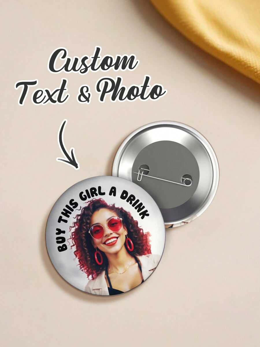 1pc Custom Photo Round Pin Badges, Personalized Pin Button Badge, Custom Text/ Logo/ Photo Button Pin Badge, Custom Brooch Pins, Personalized Backpack Button Accessories Custom Bag Accessories Badge Brooch, Anniversary Gift, Gift For Him/Her, Idea Gift For Valentine's Day, Mother's Day, Father's Day, Birthdays, Or Couples Gift, Best Gift For Mom, Dad, Wife, Husband, Girlfriend, Boyfriend - Style-2 - View 1