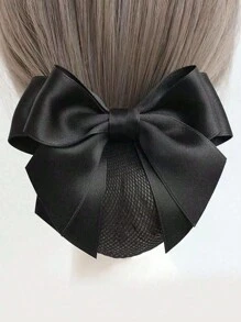 1pc Women's Black Bowknot Mesh Hair Net Clip, Simple Elegant Bun Maker, Suitable For Commuting Valentine's Day Valentines Claw Clips Hair Claws Hair Barrettes, School Stuff, College, Bows, Cute, Hair Accessories, Head Accessories, Hairpin,Summer,Holiday,Travel,Hair Clip,Party - Black - View 9
