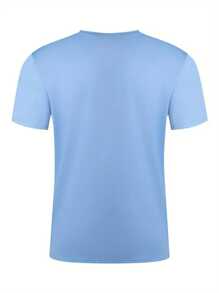 Men's NY Printed T-Shirt Usa 100% Cotton Shirt Round Neck In Premium Mesh - 淺藍色 - 查看 2
