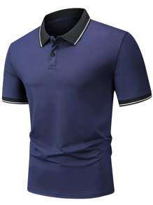 3pcs Men's Color Block Short Sleeve Casual Sports Rider Polo Shirt, Business Casual Undershirt, For Golf - Multicolor - View 4