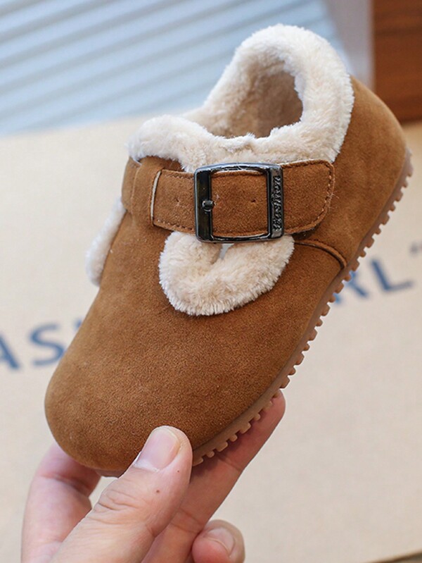Children's Warm Lightweight Retro Soft Soled Flat Shoes Warm And Comfortable, Indoor And Outdoor Non-Slip Solid Color Shoes