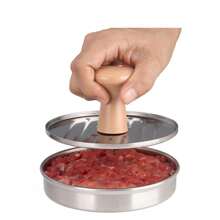 1pc Stainless Steel Manual Hamburger Patty Maker With Handle, Round Meat Mold - Multicolor - View 2
