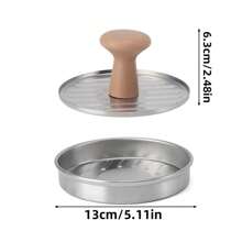 1pc Stainless Steel Manual Hamburger Patty Maker With Handle, Round Meat Mold - Multicolor - View 5