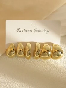 6-20件/套 C 形水滴和螺旋几何耳环套装 - 3對水滴+C+光 - 查看 2