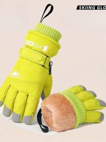 1 Cặp Găng tay trượt tuyết thiết kế hình chữ V in phong cảnh núi non cho nam, chống gió, chống thấm nước, cách nhiệt, lót nhiệt để giữ ấm và thoải mái khi chơi thể thao mùa đông và hoạt động ngoài trời - Nhiều màu - Xem 10