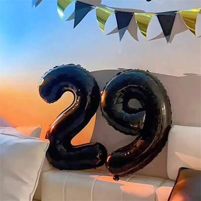 1/2pcs Black 40-Inch Jumbo Number Foil Balloon Suitable For 16th, 18th, 20th, 21st, 25th, 30th, 40th, 50th, 60th, 70th, 80th Birthday Party, Anniversary And Other Celebration Decor