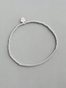 1 件优雅的 S925 纯银串珠和管状弹性手链，简约设计，多功能配饰礼物 - 原子 - 查看 1