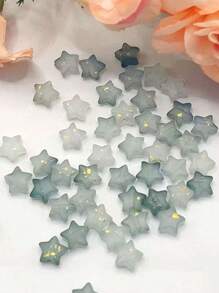 50 piezas de 10 mm Cuentas acrílicas mates en forma de pentágono con baño de oro, para manualidades de joyería - Surtido de cuentas de estrella cristalinas, adecuadas para pulseras, collares, correas de teléfono, llaveros