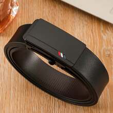 男士自动扣牛皮带，高端男士腰带，年轻人时尚休闲 1 条轻质商务 PU 皮革休闲、商务、男朋友丈夫父亲爸爸男士礼物、日常穿着、时尚、青少年、户外、度假、运动、旅行、街头、波西米亚风、复古秋季、秋季、万圣节秋冬配饰，适合青少年、青年、男士、休闲、户外、运动、度假、毕业礼物、生日、日常穿着