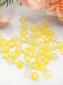 50 piezas de 10 mm Cuentas acrílicas mates en forma de pentágono con baño de oro, para manualidades de joyería - Surtido de cuentas de estrella cristalinas, adecuadas para pulseras, collares, correas de teléfono, llaveros
