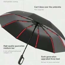 1pc Automatic Folding Umbrella With Buckle, Convenient To Carry. Larger, Thicker, Stronger. Suitable For Men & Women, Portable Windproof & Rainproof, Double-Layer Protection, Various Frame Designs, Snap Or Rotary Handle, Multiple Colors (Due To Different Batches, The Fabric, Frame Color, English Letter Pattern Design, Button Shape And Rib Color Are Randomly Matched. We Apologize For Any Inconvenience Caused) Summer Cooling,Beach,Travel