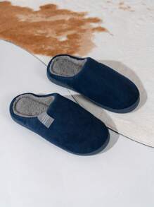 Dép giữ nhiệt ấm áp cho nam/nữ, dép đi trong nhà chống trượt cho cặp đôi và ký túc xá sinh viên, lông dày, mùa thu/đông - Màu xanh hải quân - Xem 5