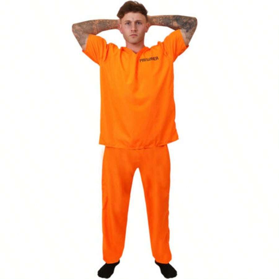 In Stock Orange Prison Uniform, Prisoner Costume, Role Play Set Halloween