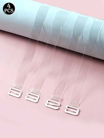 4pcs Women's Transparent Concealable Anti-Slip Bra Straps, Spaghetti Straps Underwear Accessory