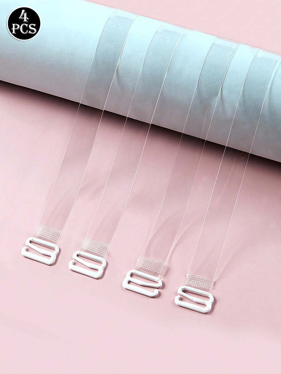 4pcs Women's Transparent Concealable Anti-Slip Bra Straps, Spaghetti Straps Underwear Accessory - Multicolor - View 1