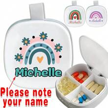 Customized Name Portable Pill Box Daily Medication Organizer Compact Medicine Capsule Storage Case With 4 Compartment Tablet Drug Dispenser Large Capacity Container For Vitamins Prescription Easy To Clean Moisture-Proof Design