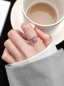 1 Stück modischer & eleganter 925 Sterling Silber Schlangen Ring, verstellbares offenes Design, leichter Luxusstil, perfektes Geschenk für die Freundin