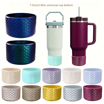 1 件硅胶水瓶保护套 - 水瓶防滑底部保护器，适用于 12-24 盎司、2.95 英寸/7.5 厘米底盖 - 杯子配件