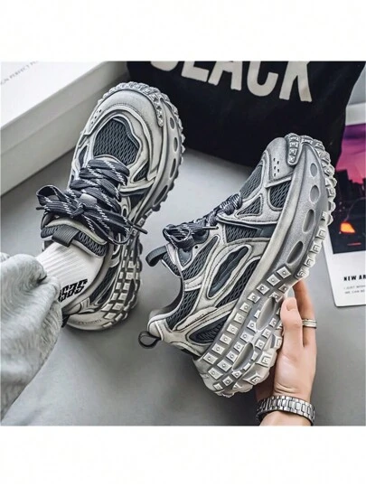 Thomas 男士休闲复古透气网眼运动鞋，增高运动轮胎厚底运动鞋，高端巴黎风格，夏季网眼厚底时尚百搭运动休闲鞋，高品质