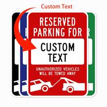 1 pieza Señal de no estacionamiento personalizada, Señales de estacionamiento reservado personalizadas para negocios, 12x8 pulgadas, de aluminio metálico resistente a la oxidación, para uso en exteriores - Multicolor - Ver 2