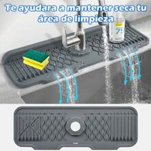 Tapete De Silicona Para Fregadero De Cocina Protector Contra Salpicaduras De Agua Para Grifo De Fregadero - Gris - Ver 1
