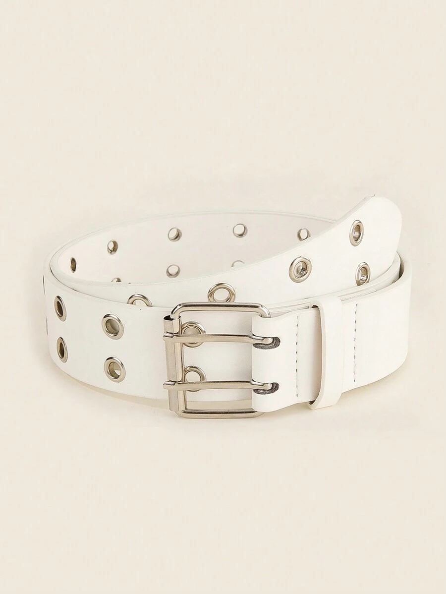 1pc Punk Style Grommets Belt, Unisex Waist Chain Decor PU Leather Belt Summer, School Fall, Autumn, Halloween