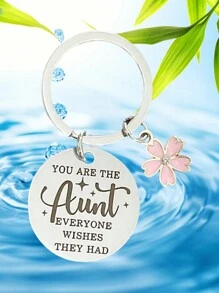 Stainless Steel Unique "Aunt" Keychain Jewelry, Best Aunt Gifts For Birthday, New Year, Christmas, Mother's Day, Casual, Cute, Elegant Car Accessories Bag Charm Backpack For School Goth Y2k
