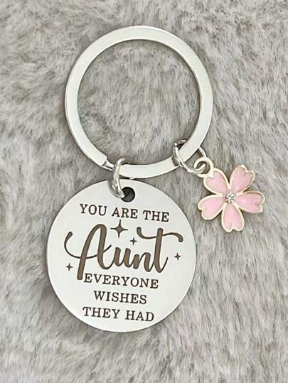 Stainless Steel Unique "Aunt" Keychain Jewelry, Best Aunt Gifts For Birthday, New Year, Christmas, Mother's Day, Casual, Cute, Elegant Car Accessories Bag Charm Backpack For School Goth Y2k Gift Ideas