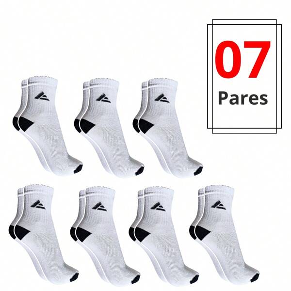 Meia Masculina Cano Medio Kit 7 Pares veste 35 a 42 Algodão Qualidade Elasticidade Durabilidade