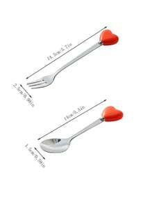 1/2/5/10pcs Spoons & Forks Set, Colorful Macaron Handle Stainless Steel Flatware, Creative Fruit Fork, Enamel Stainless Steel Handle Spoon,School Supplies - Multicolor - View 2