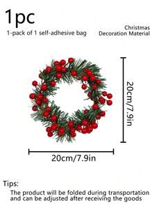 1pc Simulated Holly Pine Circle - Chinese New Year Decoration. New Year Gifts And Party Supplies. Wedding Scene Desktop Decoration Flower Wall Decoration Hanging Items - Multicolor - View 3