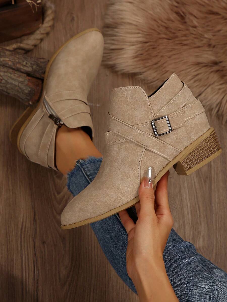 Fall/Winter 2025 Go With Black Dress,Women's Fashion Ankle Boots, New Arrival 2024 Pointed Toe Short Boots - Camel - View 1