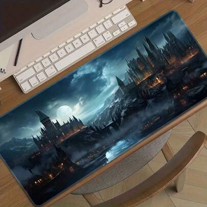 Extra Large Gaming Mouse Pad, Dark Castle Themed, Super Cool, Oversized, Extended, Thick, Non-Slip Rubber Material, Precision Stitched Edges, Gift Gaming Mouse Pad Desk Accessories Office Supplies Office Office Desk Accessories Mousepad Mouse Pad For Desk