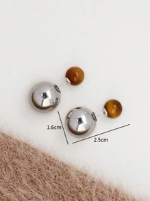 1 Pair Reversible Tiger Eye Stone Vintage Fashionable Casual Stud Earrings For Women, Suitable For Daily And Holiday Wear