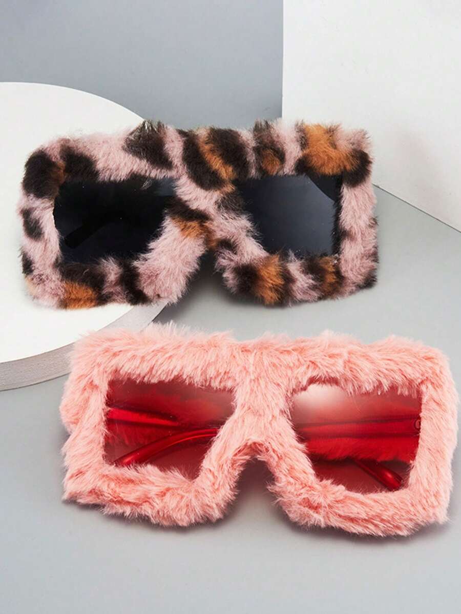 1pc Fashionable Furry Square Frame Glasses, Funny Furry Glasses For Masquerade Party & Decoration - Multicolor - View 1