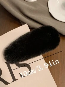 4pcs/Set Women's Autumn/Winter Cute Fuzzy Hair Clips In Black, White And Brown, Elegant And Simple Minimalist Solid Color Fashion Hair Accessories For Daily, Party, Work, Travel, Hairstyling, Makeup