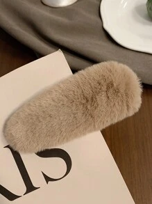 4pcs/Set Women's Autumn/Winter Cute Fuzzy Hair Clips In Black, White And Brown, Elegant And Simple Minimalist Solid Color Fashion Hair Accessories For Daily, Party, Work, Travel, Hairstyling, Makeup