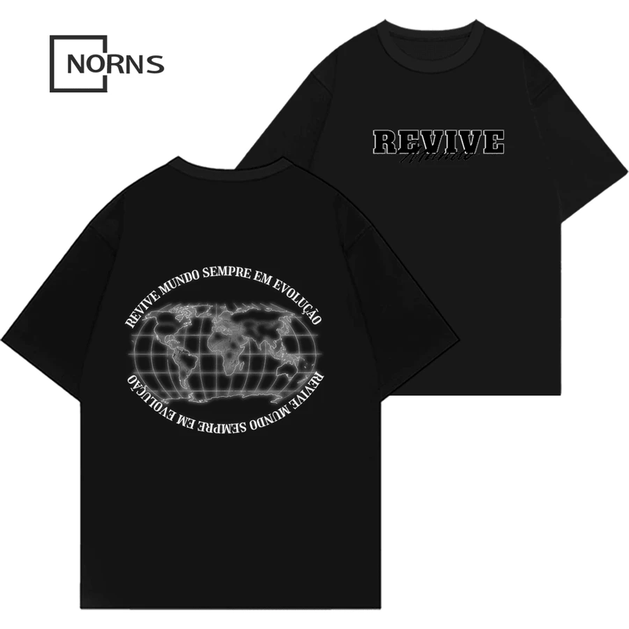 For Couples, Oversized T-Shirt For Hip Hop Streetwear. Fashion Style, Full Of Fashion. REVIVE. - 黑色 - 查看 1