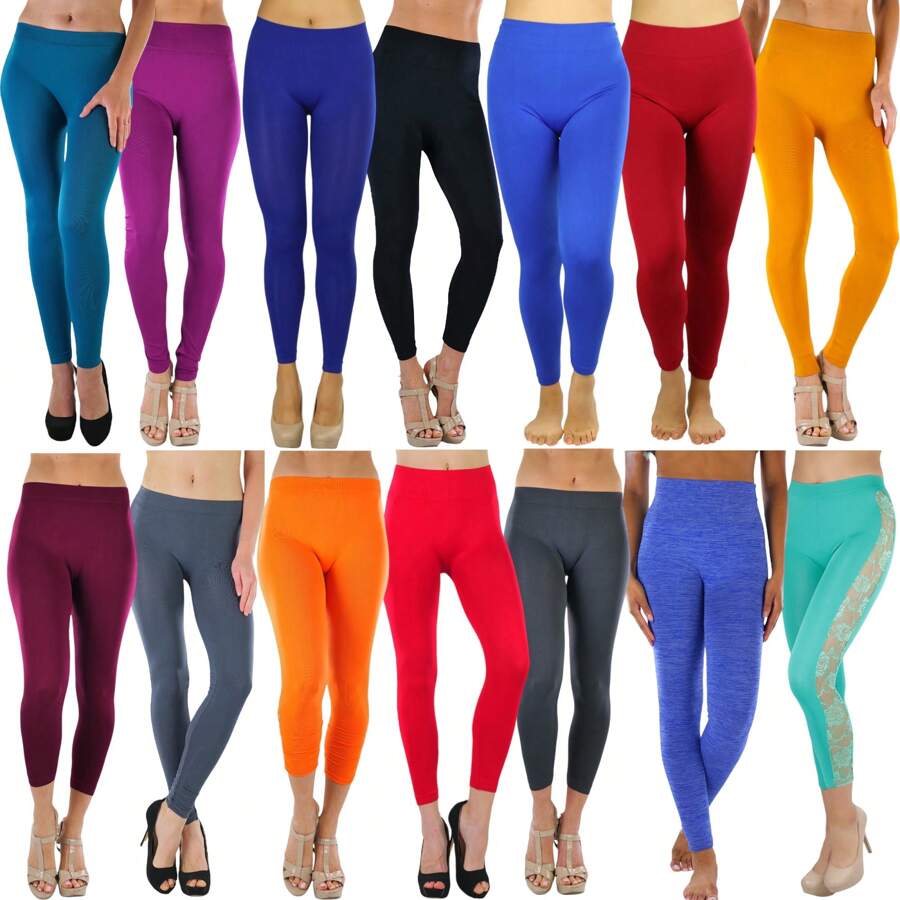Women's Single And Multi-Item Pack Of Seamless Stretch Leggings Mystery Assortment - 2 件裝隨機挑選 - 查看 1