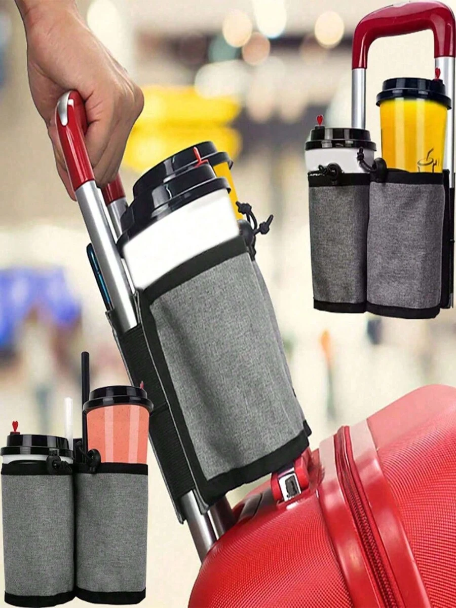 1pc Multi-Function Luggage Cup Holder, Travel Portable Drink Cup Sleeve ...
