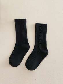 1 双蕾丝边婴儿/儿童袜子，柔软透气保暖蕾丝婴儿袜子，学生及膝袜，幼儿室内防滑袜子，适合日常穿着 - 彩色 - 查看 14