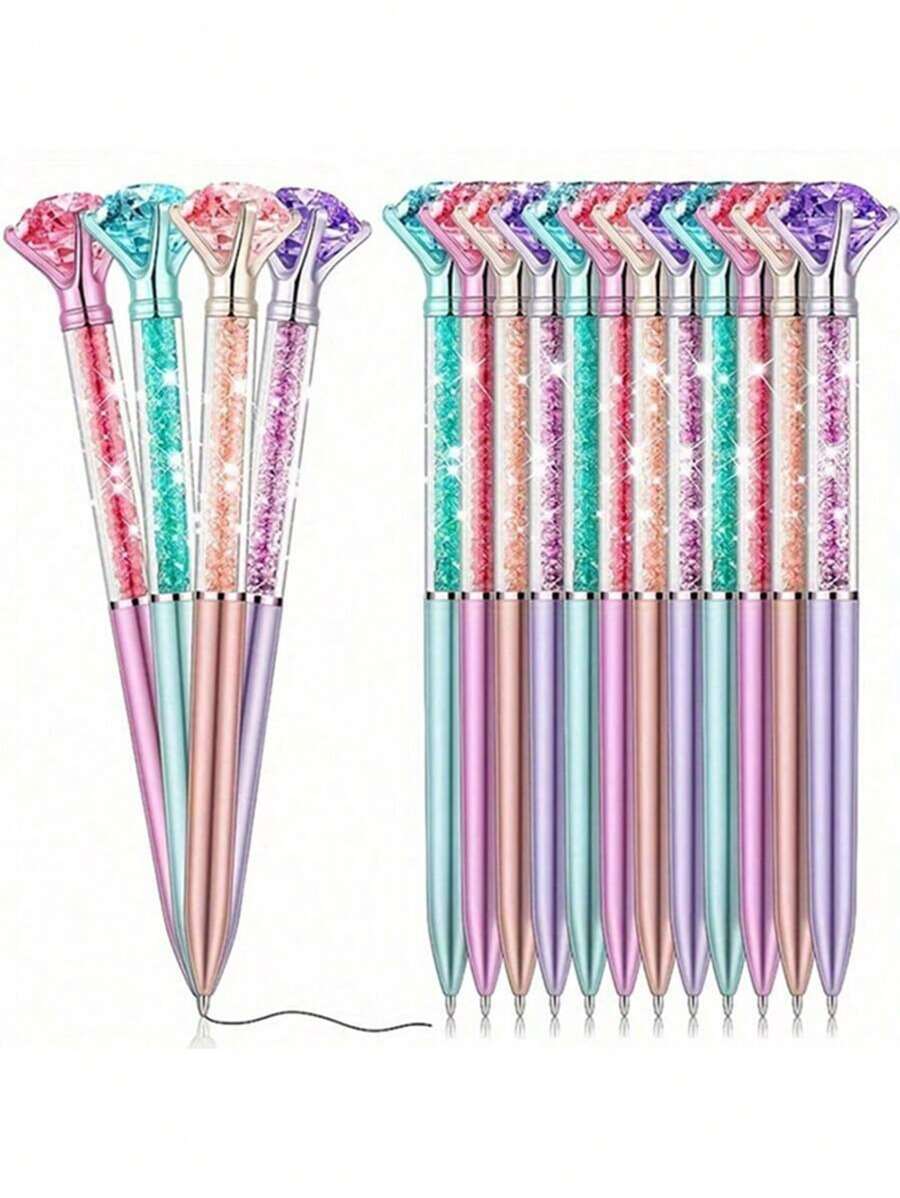 1/4/8/12PCS,Sparkling Crystal Diamond Ballpoint Pens - Retractable, Medium Point - Perfect For Weddings, Office, School, ChristmasAnd Valentine's Day Gifts, 6PCS/Set, Monochrome Calibration Tape, Mixed Color, Portable Calibration Tape, Calibration Tape, Student Use, Office Use