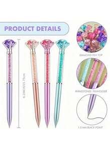 1/4/8/12PCS,Sparkling Crystal Diamond Ballpoint Pens - Retractable, Medium Point - Perfect For Weddings, Office, School, ChristmasAnd Valentine's Day Gifts, 6PCS/Set, Monochrome Calibration Tape, Mixed Color, Portable Calibration Tape, Calibration Tape, Student Use, Office Use