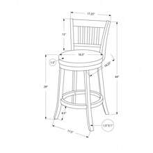Bar Stool, Set Of 2, Swivel, Bar Height, Brown Wood, Black Leather Look, Transitional,Fiah