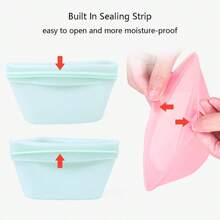 1 túi đựng thực phẩm bằng silicon có thể tái sử dụng, thích hợp cho tủ lạnh, trái cây & rau củ, tủ đông, niêm phong thực phẩm, hộp đựng thức ăn trưa và chuẩn bị nhà bếp - Nhiều màu - Xem 4