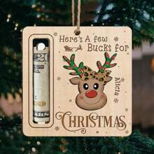 定制圣诞饰品 - 木制饰品、圣诞吊坠、木制钱包、适合圣诞节、麋鹿形状钱包、定制饰品、个性化饰品、适合家庭、派对 - 1 件 - 彩色 - 查看 4