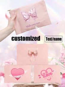 1 Pc Customized Text/Name/Blessing Message Women's Large Capacity Clutch, High-Grade Fashionable Casual Minimalist Cosmetic Bag, Unique Design